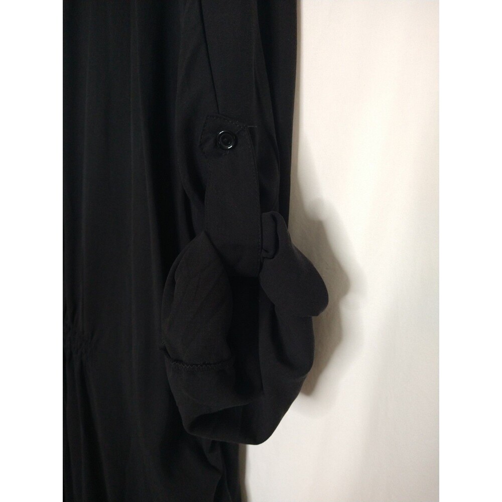 NWT Label of Love Dress Sz S Black Button Flap lagenlook Bell Sleeve 100% Tencel - Picture 7 of 16
